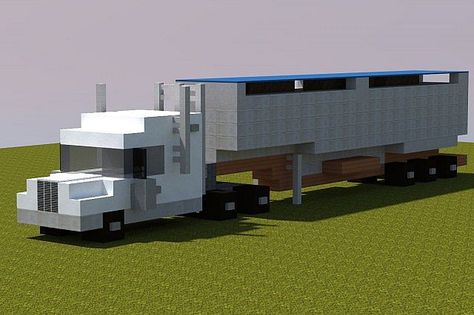 Semi-Truck | Realistic Minecraft Project. You'll never know how hard it is to build vehicles in Minecraft... I've tried... and failed many, many times. Realistic Minecraft, Minecraft Car, Minecraft Modern City, Truck House, Minecraft City Buildings, Minecraft Ps4, Minecraft Modern, Minecraft Furniture, Minecraft City