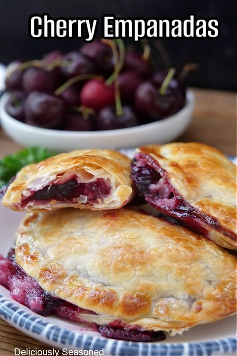 Cherry Empanadas Fruit Empanadas Recipe, Cherry Empanadas, Dessert Empanadas Recipe, Grand Biscuit Recipes, Cheese Empanadas, Brunch Dessert, Empanadas Dough, Empanada Recipe, Fried Pies