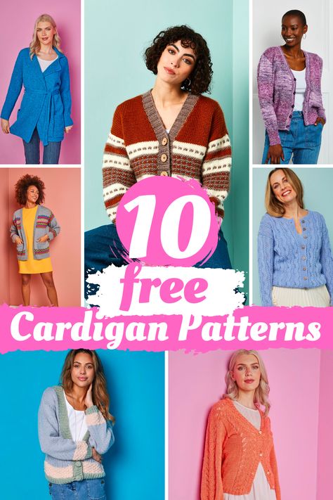 Download these cardigan knitting patterns for all skill levels, from easy DK knits to modern oversized makes. Including plus size women's patterns up to UK 36. Ladies Knitting Patterns Free, Ladies Knitting Patterns Free Cardigans, Women’s Cardigan Knitting Pattern, Cardigan Knitting Patterns Free Women, Free Cardigan Pattern Knitted, Ladies Cardigan Knitting Patterns Free Dk, Dk Knitting Patterns Free Women, Free Ladies Cardigan Knitting Patterns, Crochet Cardigan Pattern Free Women Plus Size