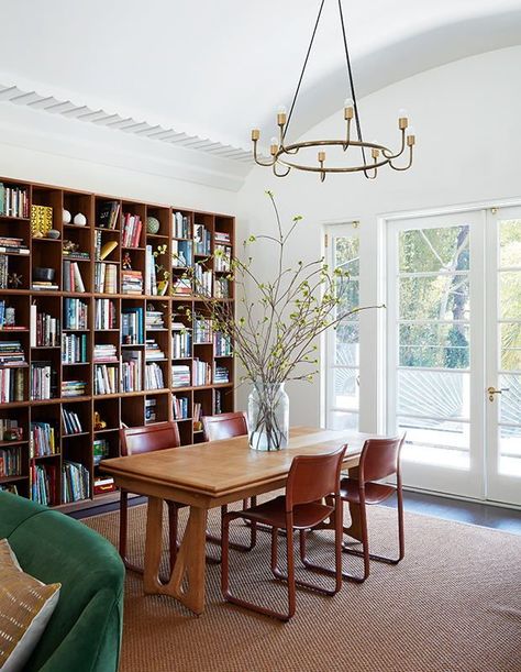 Warm Dining Room, Nickey Kehoe, Solid Doors, Hollywood Hills, Home Library, Pretty House, Eclectic Decor, Contemporary Kitchen, Upholstered Chairs