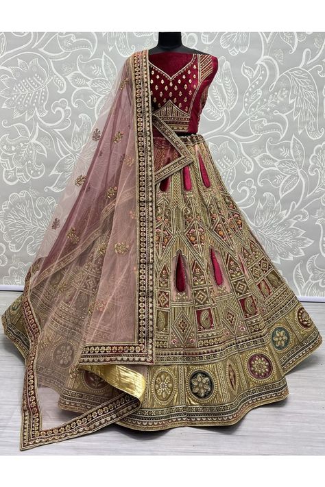 Peach Heavy Net Designer Lehenga Choli Set Ethnic Lehenga, Peach Lehenga, Net Lehenga Choli, Velvet Dupatta, Party Wear Lehenga Choli, Indian Bride Outfits, Wedding Clothing, Net Lehenga, Lehenga Choli Online