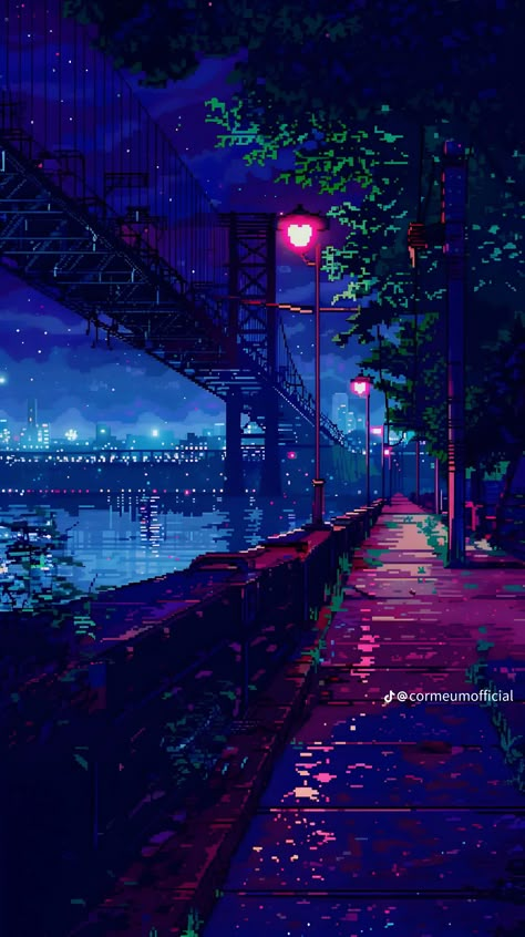 Pixel Art Background Aesthetic, Piskel Art, Pixel Art Background, Wallpaper Estetika, Wallpapers Ideas, Dreamy Artwork, Cool Pixel Art, City At Night, Aesthetic Wallpaper Iphone