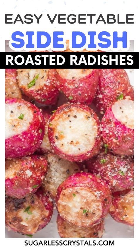 Discover a new way to enjoy veggies with these air fryer radishes! This easy recipe transforms radishes into flavorful snacks with a delicious garlic parmesan coating. Whether you’re looking for keto air fryer radishes or a tasty side dish, this air fryer radishes recipe is a must-try. The air frying process caramelizes the radishes, creating a satisfying texture and taste that everyone will love! Air Fryer Radishes, Flavorful Snacks, Radishes Recipe, Dinner Recipes Healthy Family, Easy Vegetable Side Dishes, Keto Air Fryer, Roasted Radishes, Radish Recipes, Tailgating Recipes