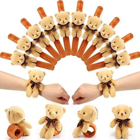 PRICES MAY VARY. Abundant in Quantity: you will receive 16 pieces of bear slap bracelets, cute, delicate and fun, enough for you to wear and share with others, which can add some variety to their own bracelet collection Appropriate Size: each stuffed animal slap bracelet measures about 8.66 inches/ 22 cm long, easy to wear and carry and can fit snug around most wrists, making it ideal for people who love animal themed accessories Cute Animal Designs: these plush animal slap bracelets adopt bear Animal Birthday Party Theme, Bear Birthday Theme, Bear Themed Birthday Party, Beary First Birthday, Teddy Bear Birthday Party, Animal Party Favors, Bear Puppy, Bulk Party Favors, Camping Theme Party