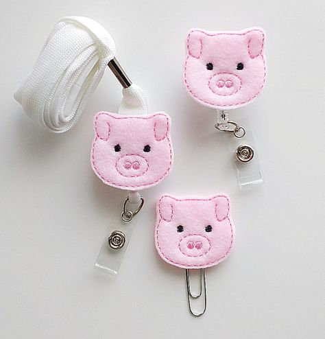 Pig Feltie Paperclip | Badge Reel | ID Badge | Felt Badge | Badge Holder | Lanyard | Planner Clip | Planner Accessories | Animal Feltie Pig Crafts, Keychain Fob, Cute Piggies, Pig Lovers, Kids Apron, Cute Pigs, Planner Accessories, Leather Projects, Sewing Gifts