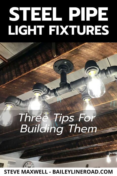 Industrial Bathroom Lighting Ideas, Pipe Lighting Ceiling, Diy Pipe Light Fixture, Black Pipe Lights, Light Fixtures Diy, Pipe Lighting Fixture, Steampunk Light Fixtures, Industrial Pipe Light, Pipe Lights