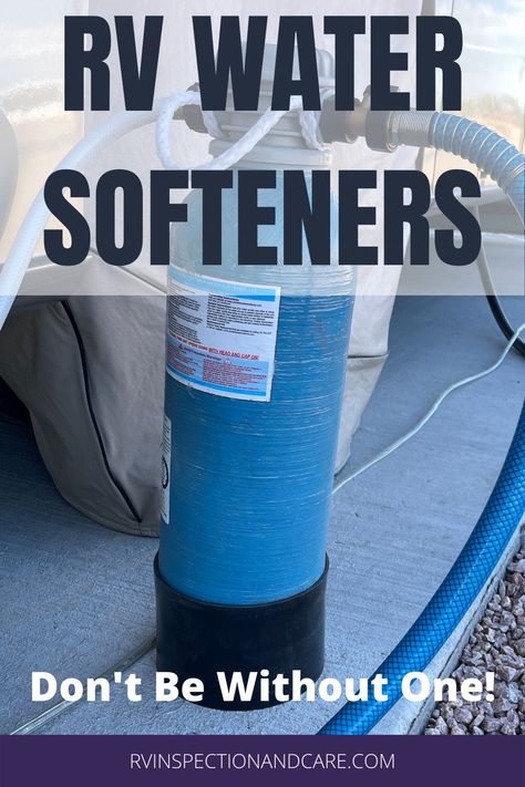 One of the most important parts of RV camping is making sure that you have a good supply of clean, fresh water. But the water at many campgrounds and RV parks is not the best. So what do you do? Water filters are great. But you also need to seriously consider an RV water softener. This article explains what you really need to know! #rvwatersoftener #rvwaterfilter ##rvcamping Rv Diy, Rv Water Filter, Fifth Wheel Living, Rv Gear, Water Softener System, Class A Rv, Rv Maintenance, Rv Water, Rv Parks And Campgrounds