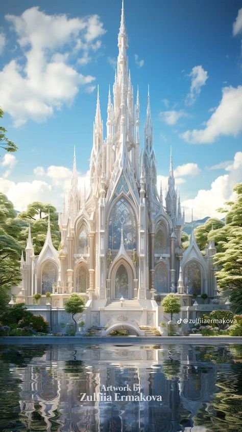 Boho House Ideas, Crystal Cathedral, Trippy Artwork, Episode Backgrounds, White Castle, Gothic Castle, Castle Aesthetic, Luxury Wedding Decor, Boho House