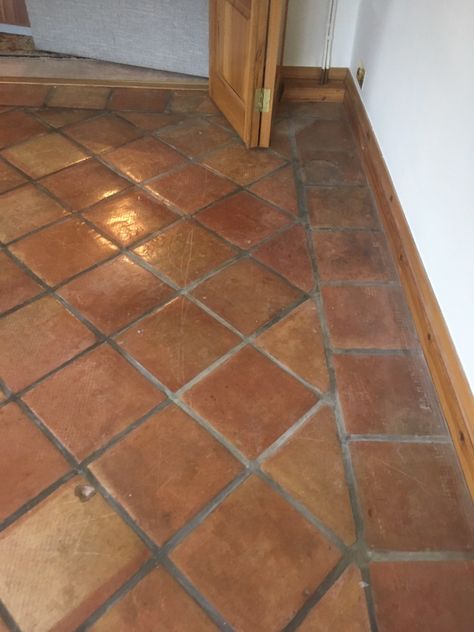 Mexican Terracotta Before Cleaning Elswick Terracotta Painted Floor, Terracota Tiles Floor, Terracota Tile, Terracotta Kitchen Floor, Mexican Terracotta, Mexican Tile Floor, Terracotta Tile Floor, Terracotta Decor, Terracotta Flooring