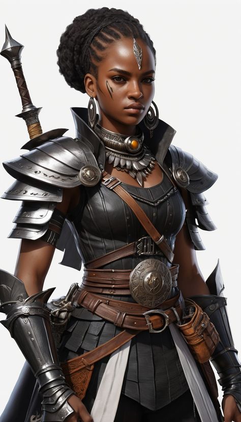 African Fantasy Warrior, Black Warrior Princess, Black Female Warrior, Barbarian Woman, Egyptian Warrior, African Warrior, Ren Fair, Natural Hairstyle, Comic Characters