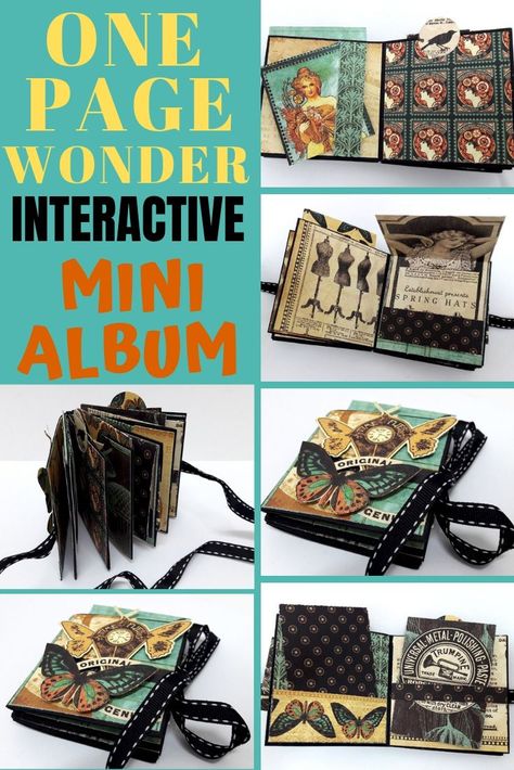 Mini Album Templates, One Page Wonder, Craft Projects To Sell, Projects For Women, Diy Mini Album, Mini Album Ideas, Mini Scrapbook Album, Book Binding Diy, How To Make Scrapbook