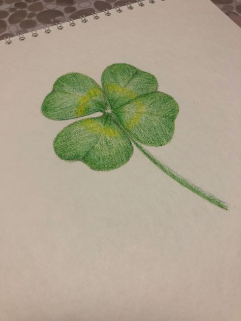 Simple Colored Pencil Drawing, Easy Colored Pencil Drawing, Clover Drawing, Green Drawing, Fruit Art Drawings, 심플한 그림, Dibujo Simple, Blue Drawings, Crayon Drawings