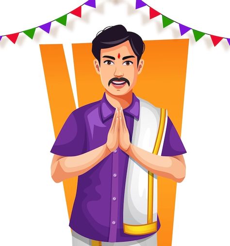 Vector young indian man showing namaste ... | Premium Vector #Freepik #vector #religious #man #background #hand Indian Character, Man Background, Namaste Hands, Birthday Banner Background Hd, Namaste Art, Om Tattoo Design, Banner Png, Cradle Ceremony, Traditional Values