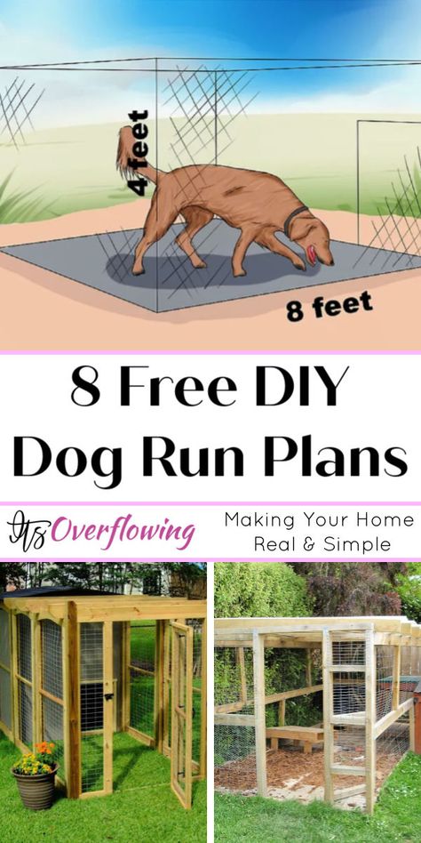 8 DIY Dog Run Ideas and Free Plans Dog Run Ideas, Diy Dog Wheelchair, Dog Pen Outdoor, Outdoor Dog Runs, Outdoor Dog Area, Dog Kennel And Run, Diy Dog Run, Dog Enclosures, Backyard Dog Area