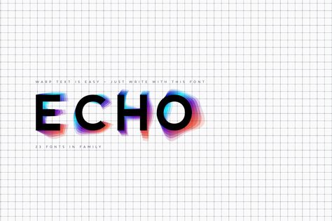 Introducing Echowarp is an unusual COLORED font family. The main idea of ​​this font is that a colored echo spreads and fades from minimalistic letters to the sides. Distorted letters give the effect of temporary refraction. The originality of this family is primarily suitable for a bold design. Distorted Letters, Font Creator, Otf Font, Ttf Fonts, Futuristic Fonts, Professional Fonts, Main Idea, Picture Logo, Vector Shapes