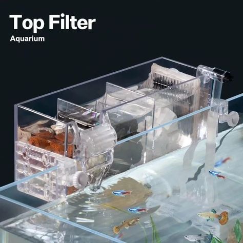 Transparent Top Filter want one? ✨ . . LINK IN BIO !!! . . #aquariumaccessories #aquarium #aquascape Aquascaping Rocks, Aquarium Wall, Aquarium Soil, Rimless Aquarium, Small Fish Tanks, Transparent Top, Waterfall Wall, Home Aquarium, Aquarium Accessories