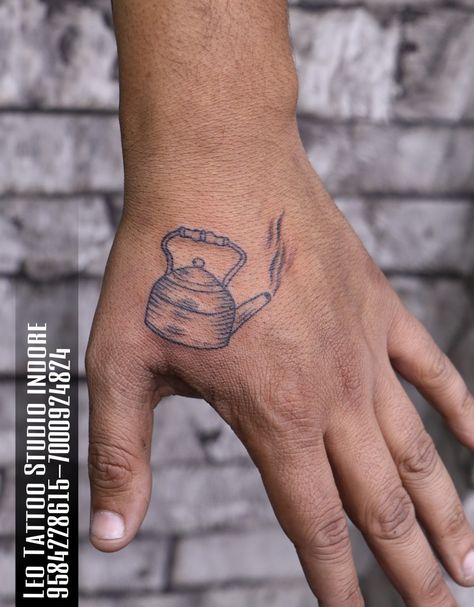 Chai Tattoo, Cup Of Tea Tattoo, Tattoo Leo, Tea Tattoo, Leo Tattoo, Tattoo Studio, Fish Tattoos, Indore, Jesus Fish Tattoo