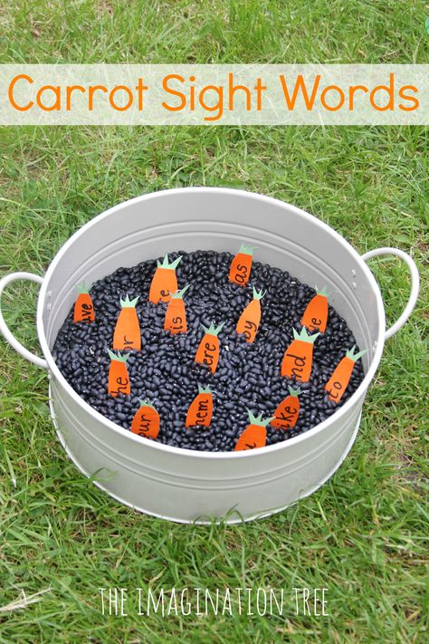 Find the word in the bin. Fun sensory activity. Easy to adapt for preschoolers--use numbers, shapes, etc. Olivers Vegetables, Farmer Duck, Sight Words Activity, Sensory Tub, Imagination Tree, Eyfs Activities, Farm Activities, Tuff Tray, Teaching Teachers