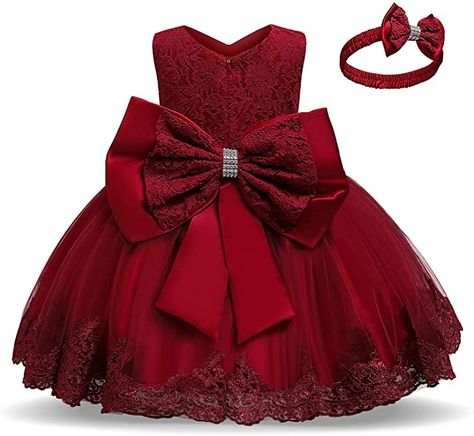 Amazon.com: NNJXD Girls' Tulle Flower Princess Wedding Dress for Toddler and Baby Girl: Clothing, Shoes & Jewelry Baby In Wedding Dress, Girls Baptism Dress, Baptism Dress Baby Girl, Girls Birthday Party Dress, Toddler Party Dress, 파티 드레스, Newborn Girl Outfits, Prom Ball Gown, Birthday Party Dress