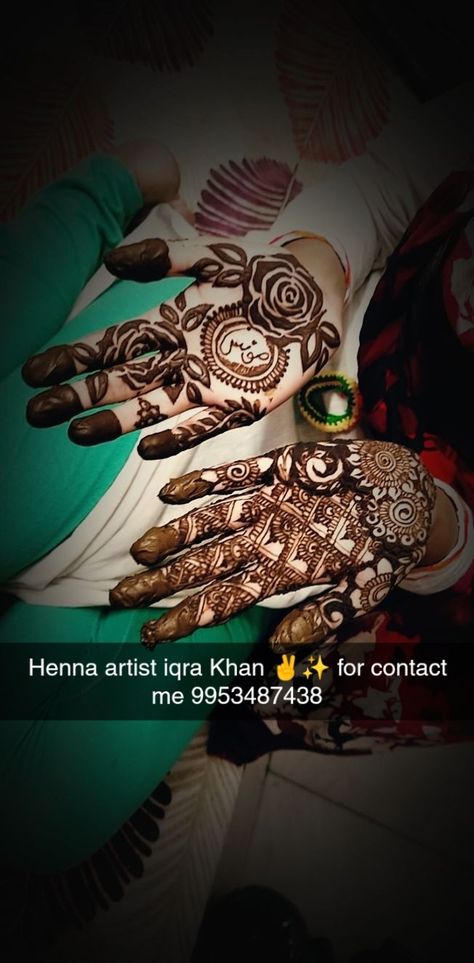 Rose mehndi with urdu name Mehndi Name Design, Mehndi With Name, Urdu Name Mehndi Design, Name Mehandi Designs, New Mehandi, Mehandi Design, Classy Photography, Henna Artist, Mehandi Designs