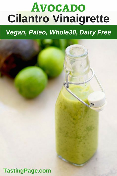 Avocado Cilantro Lime Dressing {Paleo, Vegan, Whole30) — Tasting Page Avocado Cilantro Lime Dressing, Avocado Lime Dressing, Cilantro Lime Dressing, Avocado Sauce, Olive Oils, Lime Dressing, Paleo Vegan, Vegan Salad, Salad Dressing Recipes