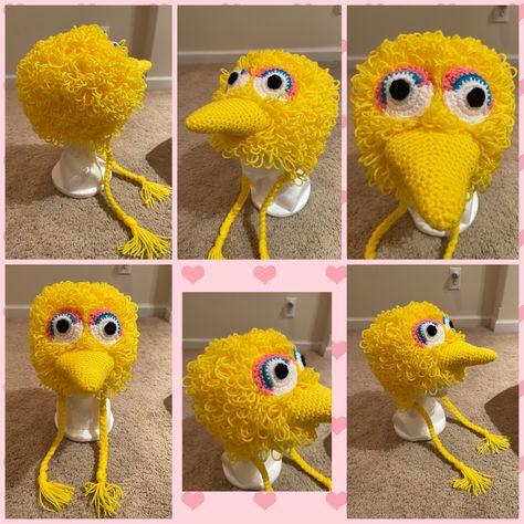 Yellow bird charactor from sesame street, big bird crochet hat Yellow Bird, Crochet For Boys, Big Bird, Sesame Street, Dinosaur Stuffed Animal, Crochet Projects, Baby Boy, Crochet Hats, Yellow