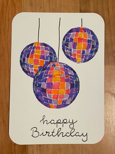 Disco Balls Drawing, Disco Ball Birthday Cards, Disco Ball Bullet Journal, Disco Ball Drawing, Journaling 2024, Happy Pics, Ball Drawing, Diary Covers, Ball Birthday