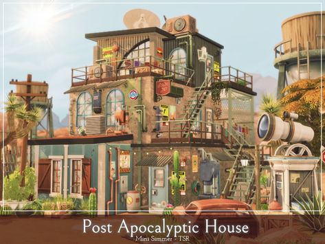 This is a tall post-apocalyptic design house that can accommodate 1-3 sims. Found in TSR Category 'Sims 4 Residential Lots' Weird Sims 4 Builds, Post Apocalyptic House, Apocalyptic House, Apocalypse House, Duck Game, Sims Builds, House Redesign, Sims 4 House Plans, Sims 4 House Building