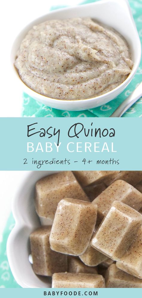 Homemade Quinoa Baby Cereal (2-Ingreidents!) - Baby Foode Fruit Or Vegetable, Easy Quinoa, Baby Cereal, Healthy Baby Food, Baby First Foods, Baby Puree Recipes, Baby Puree, Homemade Baby Foods, Vegetable Puree