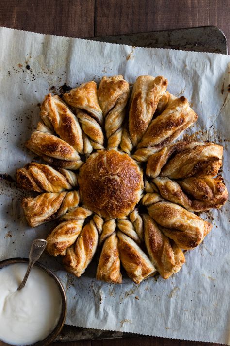 Puff Pastry Star with Cinnamon Sugar - Good Things Baking Co Cinnamon Star Bread Recipe, Star Bread Recipe, Cinnamon Star Bread, Dried Fig Recipes, Puff Pastry Twists, Star Bread, Puff Pastry Desserts, Cinnamon Twists, Thumbprint Cookies Recipe