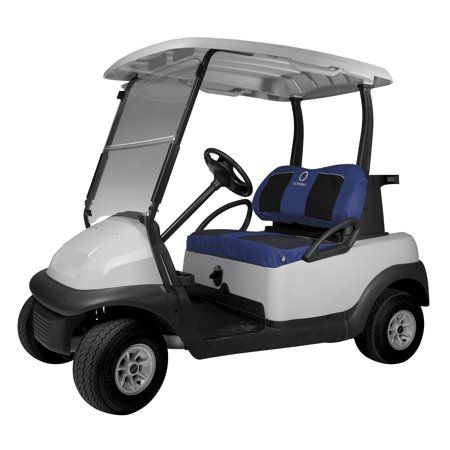 The Neoprene Paneled Golf Cart Seat Cover by Classic Accessories is made of durable, water-resistant Gardelle fabric which won't shrink or stretch. Size: Yamaha®, Club Car® and E-Z-Go® two-person golf carts. Color: Multicolor. Golf Cart Covers, Golf Cart Seat Covers, Golf Cart Seats, Bench Seat Covers, Golf Cart Accessories, Car Seat Blanket, Navy Blanket, Classic Golf, Cart Cover