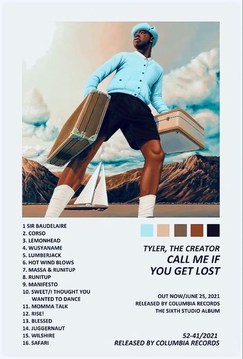 Call Me If You Get Lost Album Poster, Playlist Receipts, Tyler The Creator Album Poster, Tyler Poster, Rap Posters, Tyler The Creator Poster, Lost Poster, Album Posters, Music Poster Ideas