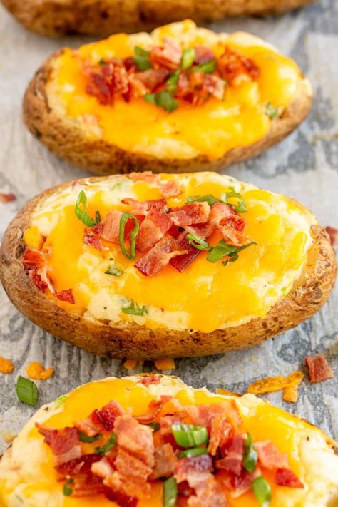 Twice Baked Potatoes Freezer Recipe, Twice Baked Potato Recipe, Double Baked Potatoes, Twice Baked Mashed Potatoes, Sour Cream Mashed Potatoes, Best Twice Baked Potatoes, Panini Recipes Chicken, Baked Potato Recipe, Butter Mashed Potatoes