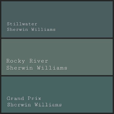 Rocky River Sherwin Williams Exterior, Sw Rocky River, Sherwin Williams Rocky River, Rocky River Sherwin Williams, Still Water Sherwin Williams, Sherwin Williams Rain, Green Bedroom Walls, Reiki Room, Exterior House Paint