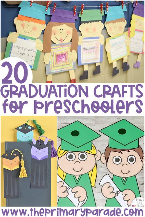 preschool graduation crafts Preschool Culmination Ideas, Prek Graduation Craft Ideas, Kindergarten Graduation Keepsake Ideas, Graduation From Preschool, Preschool Graduation Crafts Pre K, Moving Up Ceremony Preschool Decorations, Prek Graduation Craft, Graduation Arts And Crafts For Preschool, Preschool Graduation Games