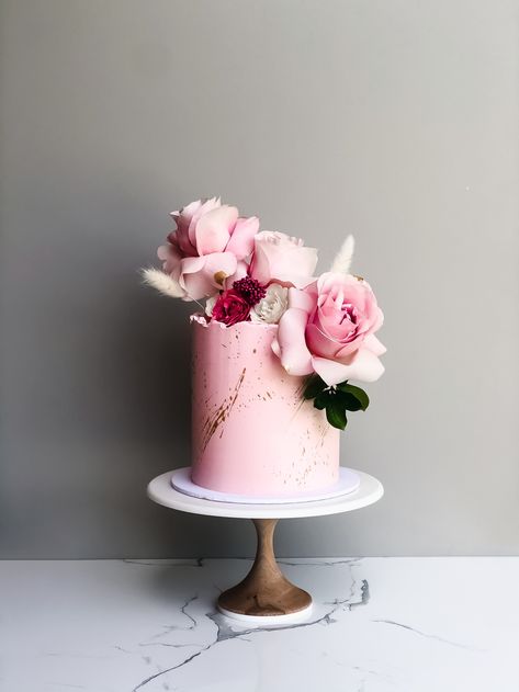 6 inch Tall Cake — Sieve & Stone 3 Birthday Cake, Petite Cakes, 6 Inch Cake, 1st Year Cake, Cake With Strawberries, Tall Cake, 3 Birthday, Flowers Candles, Cakes And Desserts