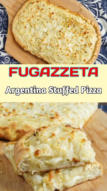 FUGAZZETA ARGENTINIAN STUFFED PIZZA - Argentina Foods - JAJACOMBO Argentinian Cuisine, Argentine Recipes, Stuffed Pizza, Argentina Food, Argentinian Food, South American Recipes, Pizza Design, America Food, Bariatric Recipes