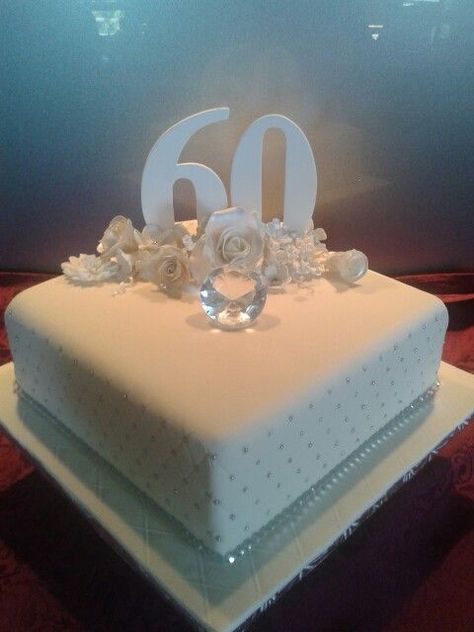 Diamond 60th Birthday Party Ideas, 60th Wedding Anniversary Cakes Diamonds, 60th Anniversary Cakes For Parents, 60th Diamond Anniversary Party Ideas, Diamond Wedding Cake Ideas, Diamond Anniversary Decorations, 60 Year Anniversary Ideas, 60th Anniversary Cake Ideas, 60 Anniversary Cake