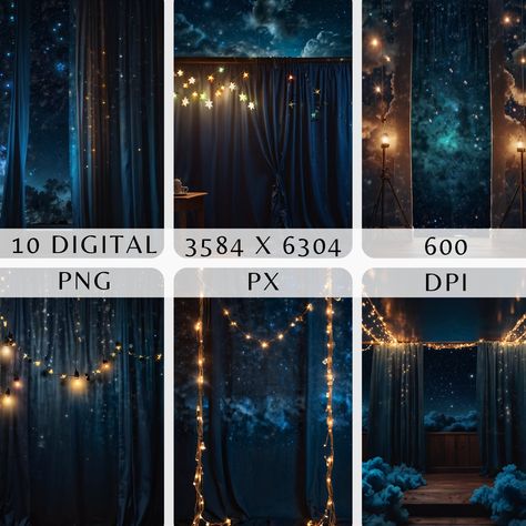 Capture the magic of the cosmos with our Enchanted Night Sky Backdrop. Ideal for photographers, event planners, or anyone looking to add a touch of celestial charm, this high-quality, durable backdrop features a mesmerizing starry night sky, perfect for creating stunning portraits, enhancing stage settings, or transforming spaces into a magical scene. Easy to set up and transport, it's an essential for your next shoot or event. No license required for personal use and small business commercial u Starry Photography, Starry Night Wedding Theme, Night Sky Wedding, Sky Backdrop, Enchanted Night, Starry Night Wedding, Backdrop Photo, Starry Night Sky, Night Photos