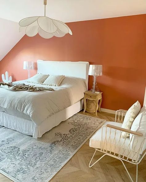 Interior with paint color Farrow and Ball Red Earth 64 Red Earth Farrow And Ball, Farrow And Ball Bedroom, Baby Nursery Inspiration, Red Earth, Farrow And Ball, Spare Bedroom, Spare Room, Nursery Inspiration, Farrow Ball