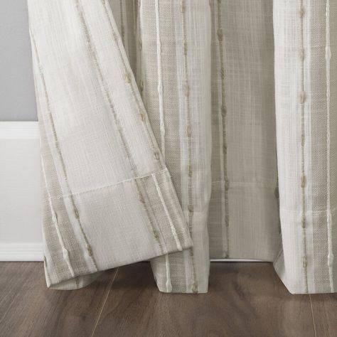 Senita Slub Texture Cotton Striped Sheer Rod Pocket Single Curtain Panel & Reviews | AllModern Farmhouse Style Curtains, Neutral Curtains, Cafe Curtain, Dining Room Curtains, Tier Curtains, Cleaning Curtains, Farmhouse Curtains, Curtain Texture, Black Curtains