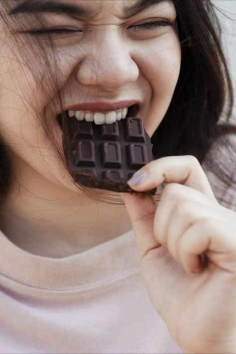 Craving something sweet after eating lunch or dinner isn’t uncommon. But why exactly does it happen? We asked a dietitian to explain. Woman Eating Chocolate, Savoury Meals, Woman Eating, Eating Chocolate, Sweet Foods, Sweet Cravings, Eat Lunch, Sweet Food, But Why