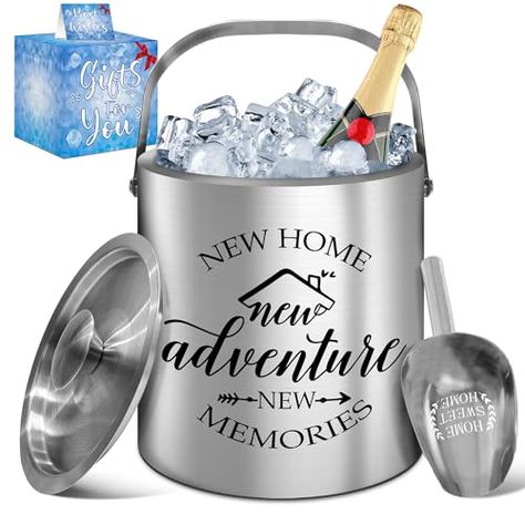 House Warming Gifts New Home, Christmas Housewarming Gifts for New House, Best Housewarming Gifts 2023, Stainless Steel Ice Bucket with Lid, Wine Chiller with Handle and Scoop Gifts For New House, Practical Housewarming Gifts, Gifts 2023, Ice Scoop, Best Housewarming Gifts, Realtor Gifts, Blue Gift, Wine Chiller, Housewarming Gifts