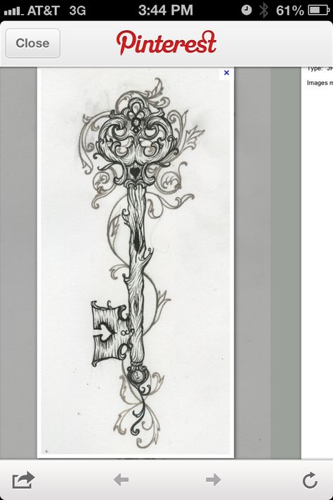 Key Antique Key Tattoos, Elf Tattoo, Skeleton Key Tattoo, Key Tattoo Designs, Lower Back Tattoo Designs, Wood Tattoo, Wiccan Tattoos, Tattoo Tree, Key Tattoos