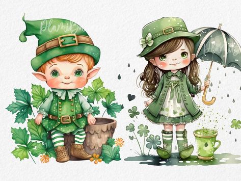 Cute Leprechaun Drawing, Leprechaun Drawing, Leprechaun Ideas, Leprechaun Girl, Cute Leprechaun, Irish Wall Art, Sticker Clipart, Planer Sticker, Character Drawings