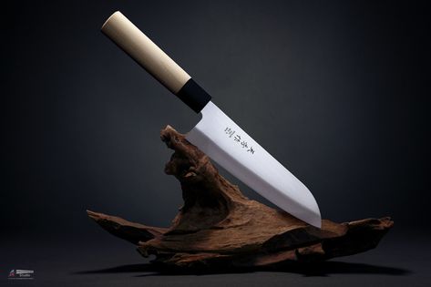 Japanese #santoku knife product photography by Luce Pictor Studio #productphotography #advertisingphotography #commercialphotography Knife Photoshoot, Butcher Photography, Knife Photography, Photography Lighting Setup, Food Art Photography, Japanese Knives, Japanese Kitchen Knives, Santoku Knife, Japanese Chef