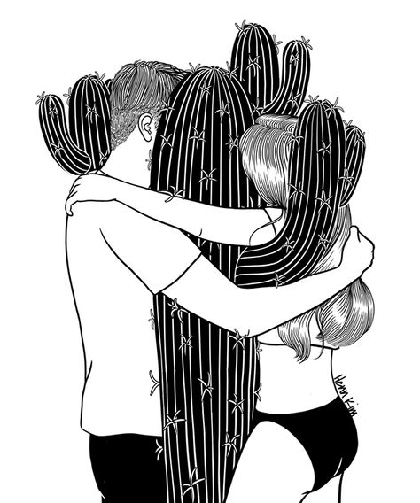 Henn Kim, Hug Illustration, Art Amour, Art Du Croquis, Toxic Love, Love Hurts, Art Et Illustration, Art And Illustration