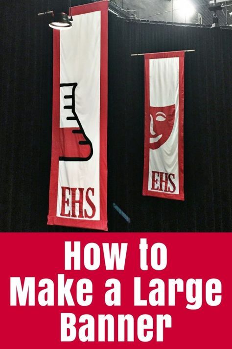 How to Make a Large Banner How to make a large banner for an event, display or theatre stage. Learn how I created large images and mirror image letters to applique for these musical banners. High School Musical Costumes, Parade Banner, Church Banners Designs, Create A Banner, Event Display, Display Boards, How To Make Banners, School Of Rock, Diy Event