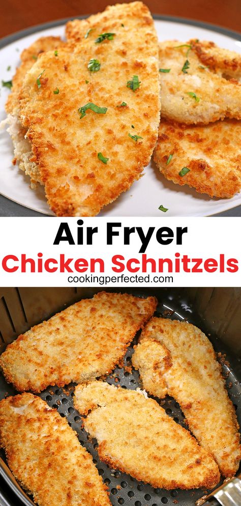 New Air Fryer Recipes, Schnitzel Recipes, Cooks Air Fryer, Chicken Schnitzel, Bee Cakes, Air Fryer Oven Recipes, Airfryer Recipes, Air Fry Recipes, Fry Recipes