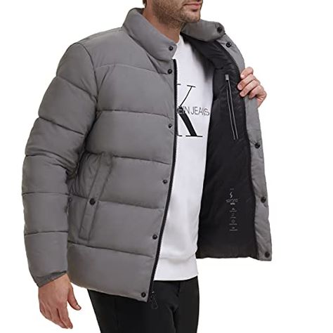 Calvin Klein Men's Quilted Water-Resistant Puffer Jacke Calvin Klein Store, Puffer Jacket Men, Man Quilt, Mens Winter Coat, Green Hoodie, Rain Coat, Calvin Klein Men, Mens Fleece, Pullover Jacket